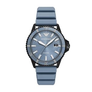 emporio armani n/a blue quartz silicone watch ar11685