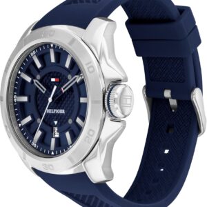 tommy hilfiger men's blue stainless steel & silicone strap analog watch