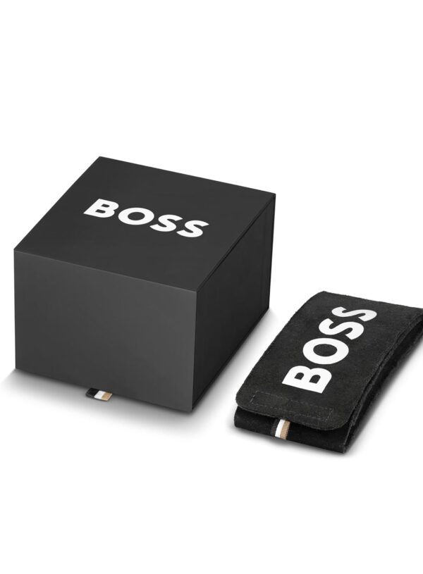boss troper analog black dial men's leather watch 1514055