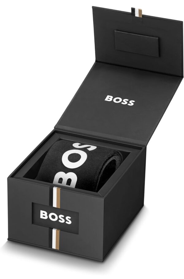 boss troper analog black dial men's leather watch 1514055