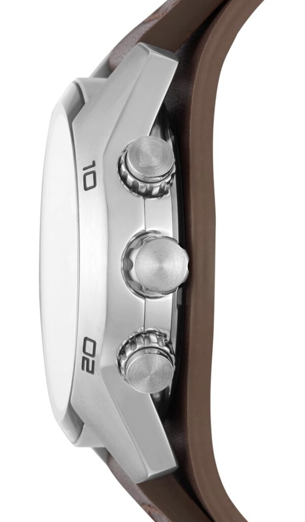 fossil leather chronograph black dial men's watch ch2891, band color:brown