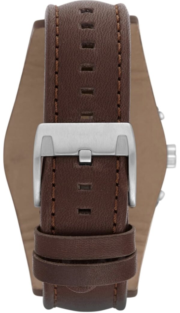 fossil leather chronograph black dial men's watch ch2891, band color:brown