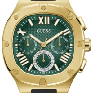 guess men's 42mm watch black strap gunmetal dial silver tone case