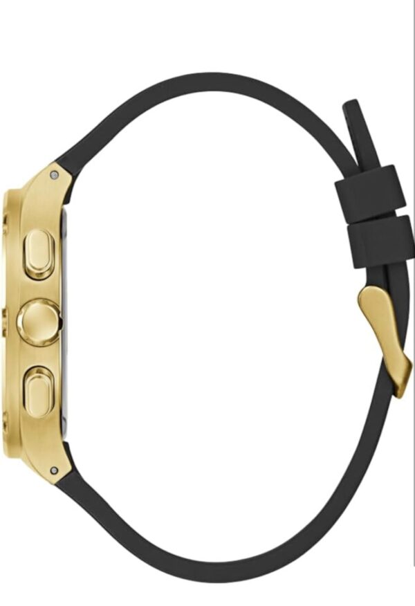 guess men's 42mm watch black strap gunmetal dial silver tone case