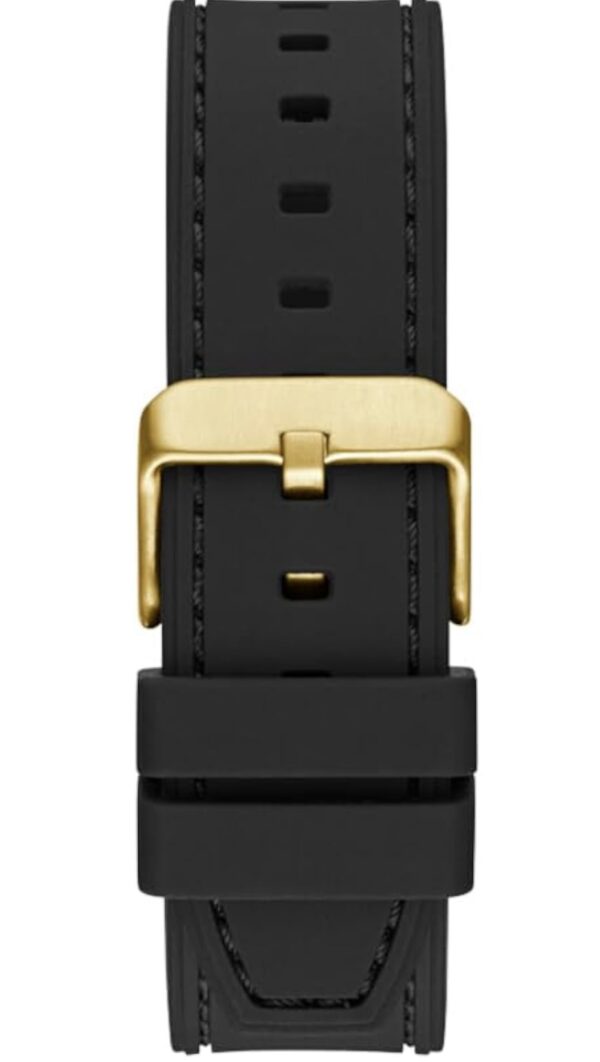 guess men's 42mm watch black strap gunmetal dial silver tone case