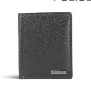police branded wallet for men leather original | premium slim wallet for men stylish money bifold genuine leather gents purse with 8 card holder slots oak brown