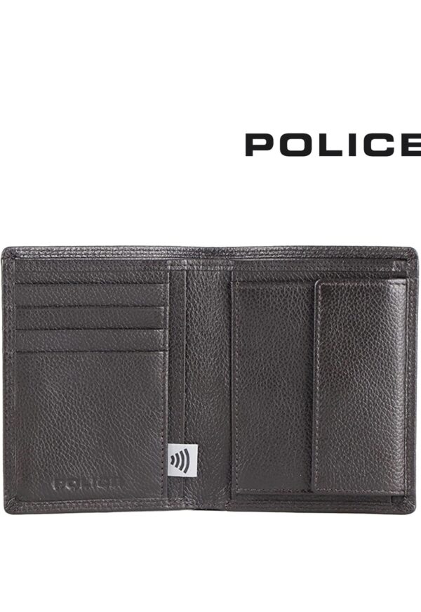 police branded wallet for men leather original | premium slim wallet for men stylish money bifold genuine leather gents purse with 8 card holder slots oak brown