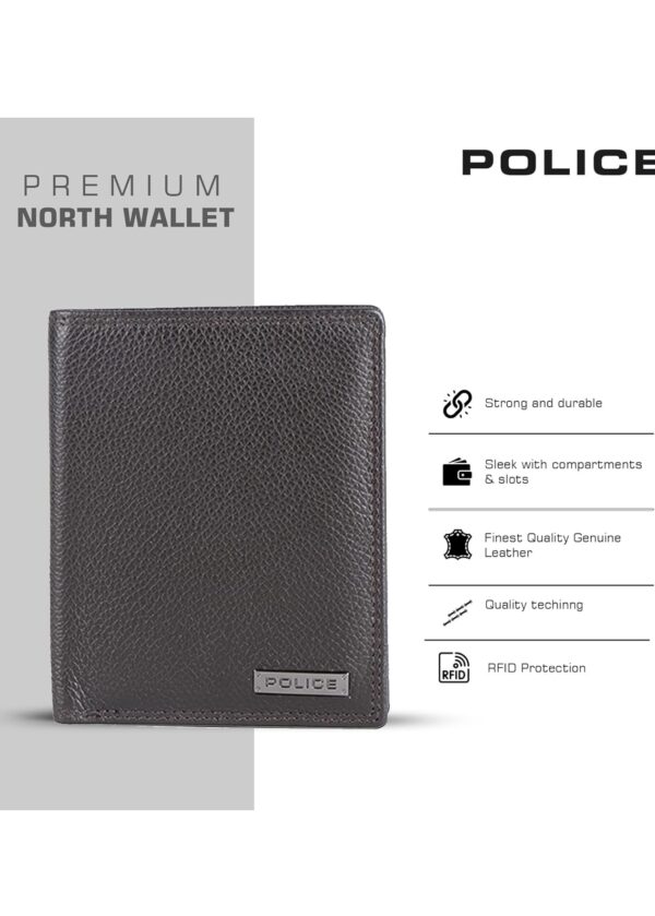 police branded wallet for men leather original | premium slim wallet for men stylish money bifold genuine leather gents purse with 8 card holder slots oak brown