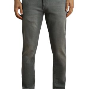 peter england men's slim tapered jeans | denim mid wash | casual wear | modern fit