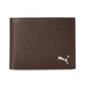 puma unisex adult leather plain wallet, brown mushroom