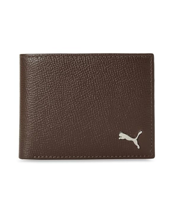 puma unisex adult leather plain wallet, brown mushroom