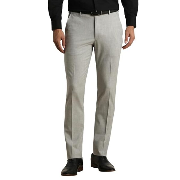 van heusen men mid rise slim fit cotton blend workwear trouser